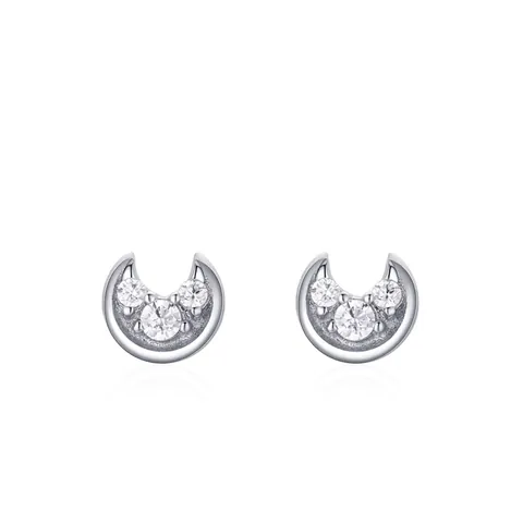 925 Sterling Zilver Romantische Halve Maan Oorknopjes Voor Vrouwen Zoet Ingelegde Strass Ster Maan Sieraden Valentijnscadeau