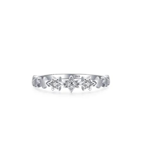 925 Sterling Zilveren Ster Strass Band Ring Voor Vrouwen Minimalistisch Verfijnd Hemels Sprankelende Vingerring Mode Sieraden Accessoire