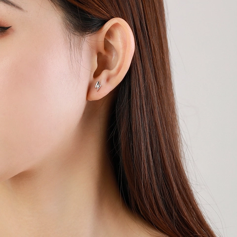925 Sterlingsilber Mini Blitz Ohrstecker Für Damen Strass Mikro-Eingelegt Einfach Chic Klein Silber Ohrringe