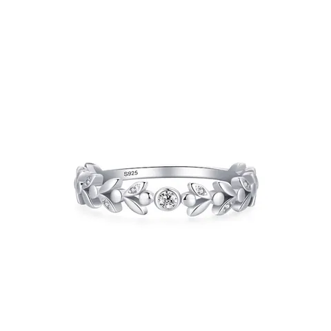 925 Sterling Silver Leaf Ring For Women Romantic Petal Vine Design Sparkling Rhinestone Micro Inlay Elegant Finger Jewelry Gift