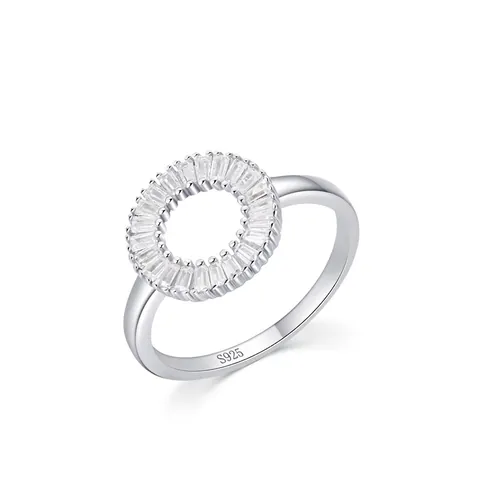 S925 Sterling Silver Daisy Ring Baguette Cut Zirconia Minimalist Geometric Inlaid Rhinestone Fashion Jewelry For Women
