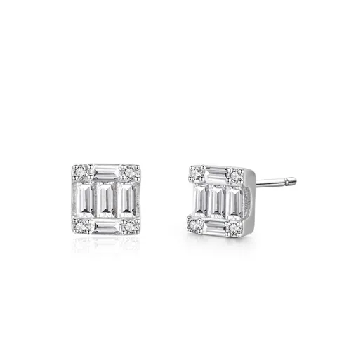 925 Sterlingsilber Geometrische Quadratische Ohrstecker Luxus Zirkonia Eingelegt Minimalistische Baguette-Schliff Ohrringe Damen Schmuck