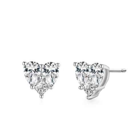 925 Sterlingsilber Herz Ohrstecker Für Damen Funkelnde Zirkonia Eingelegt Minimalistisch Nischendesign Vielseitiger Schmuck