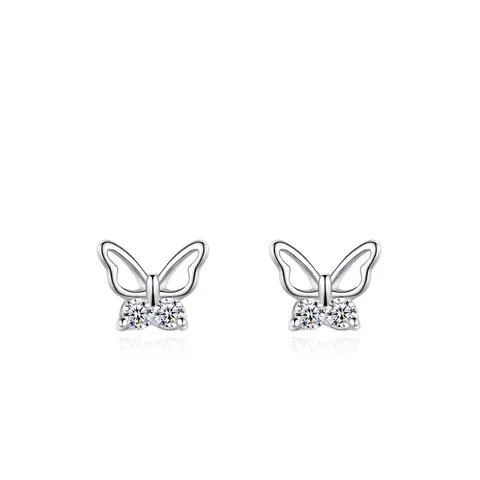 925 Sterlingsilber Ausgehöhlte Schmetterling Ohrstecker Für Damen Elegant Mikro Eingelegt Strass Minimalistisch Süß Schmuck Koreanisch Accessoires