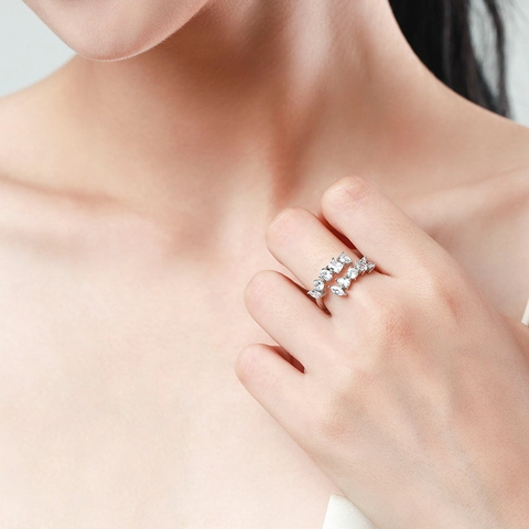 Luxury 925 Sterling Silver Ring For Women Multi Shape Cubic Zirconia Cluster Marquise Pear Square Cut Zirconia Fashion Jewelry