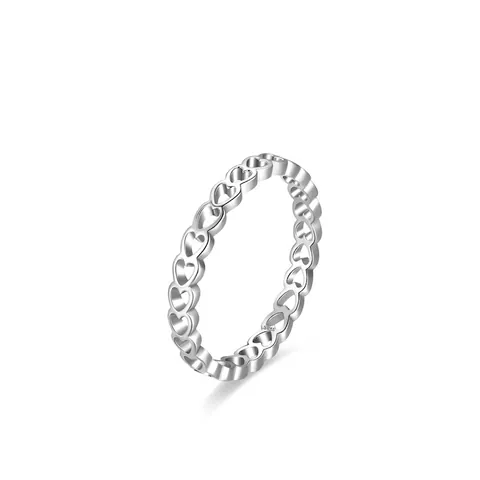 Anillo de Plata de Ley 925 con Corazones Huecos para Mujer Banda Apilable Diseño Minimalista Joyería Regalo para Ella