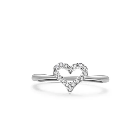 925 Sterling Silver Heart Ring For Women Elegant Zirconia Inlaid Hollow Heart Shaped Open Adjustable Finger Ring Luxury Jewelry Gift