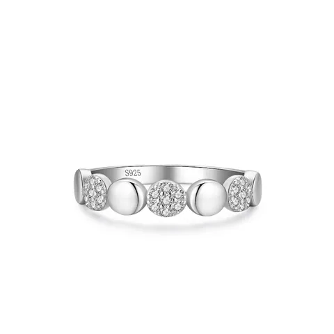Minimalistischer 925 Sterlingsilber Geometrischer Kreise Ring Für Damen Micro Pave Strass Mode Schmuck Elegant Handschmuck