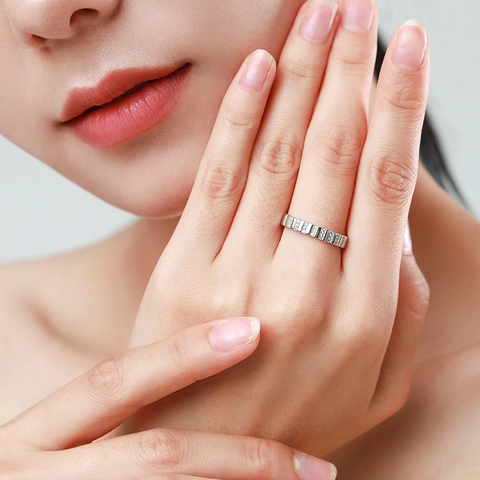 Minimalist 925 Sterling Silver Zirconia Inlaid Ring For Women Geometric Line Thin Finger Ring Elegant Jewelry Gift