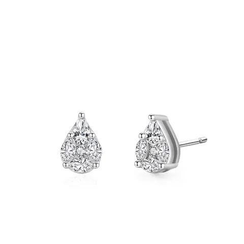 Orecchini a Bottone a Goccia d'Acqua in Argento Sterling 925 per Donna Pavé di Zirconia a Forma di Pera Gioielli di Moda Semplici