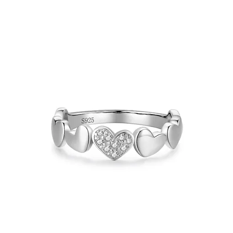 Anello Cuore Minimalista in Argento Sterling S925 per Donna Dolce Anello da Dito Indice con Zirconia Intarsiata Gioielli