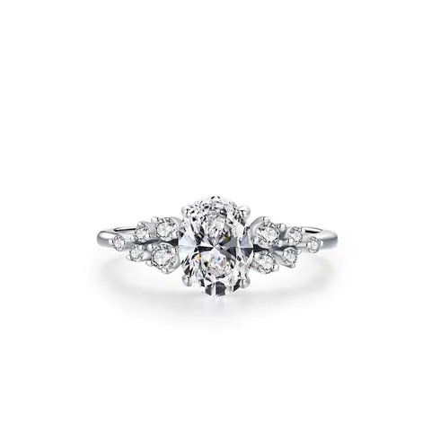 Luxus 925 Sterlingsilber Ring Für Damen Mit Ovalem Zirkonia Cluster Besetzt Funkelnder Hochzeits Fingerring