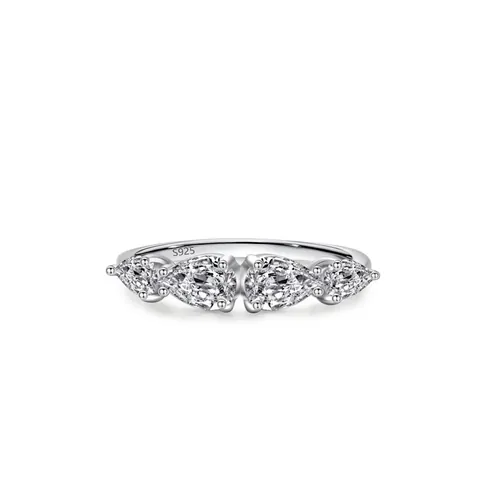 925 Sterlingsilber Birnenschliff Zirkonia Ring Minimalistisch Wassertropfen Mehrsteinig Eingelegtes Hochzeitsband Damen Schmuck Geschenk