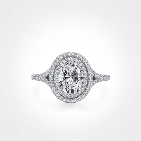 Luxury 925 Sterling Silver Oval Zirconia Ring Elegant Double Halo Engagement Wedding Band Fashion Jewelry For Women
