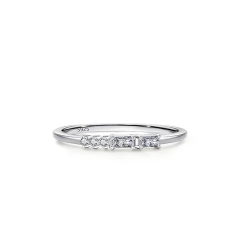 S925 Sterling Silver Zirconia Ring Geometric Pave Setting Minimalist Stackable Joint Finger Ring For Women Fashion Jewelry