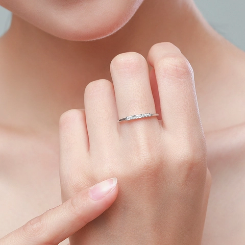 S925 Sterling Silver Zirconia Ring Geometric Pave Setting Minimalist Stackable Joint Finger Ring For Women Fashion Jewelry