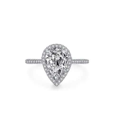 Anello in Argento Sterling 925 con Halo a Pera per Donna Anello di Fidanzamento in Zirconia di Lusso Gioielli per Matrimonio