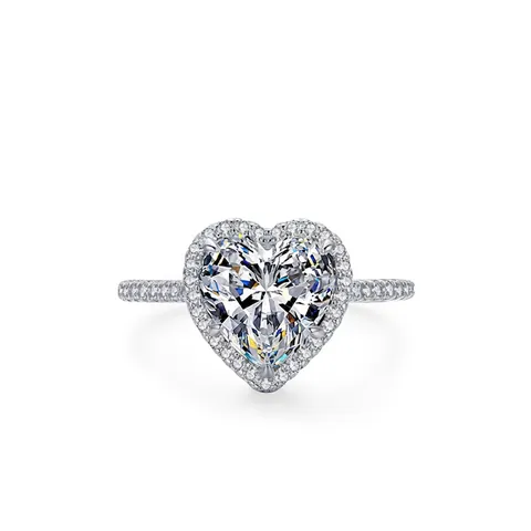 Luxury 925 Sterling Silver Heart Shaped Zirconia Halo Ring For Women Engagement Wedding Anniversary Romantic Finger Jewelry