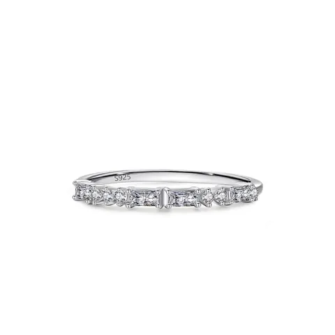 925 Sterling Silver Eternity Ring For Women Stackable Inlaid Zirconia Thin Band Ring Ins Style Fashion Finger Jewelry Gift