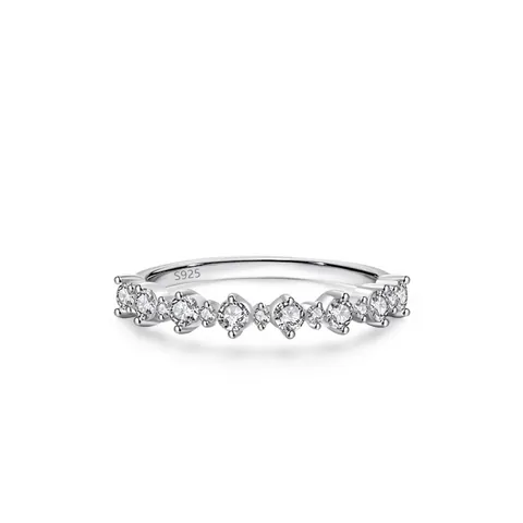 Lussuoso Anello a Fascia Impilabile a Onda in Argento Sterling 925 Donna Elegante Strass Intarsiato Gioielli Matrimonio