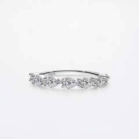 925 Sterling Zilveren Peervormige Strass Ring Voor Dames Elegante Waterdruppel Ingelegde Band Mode Sieraden Bruiloft Cadeau