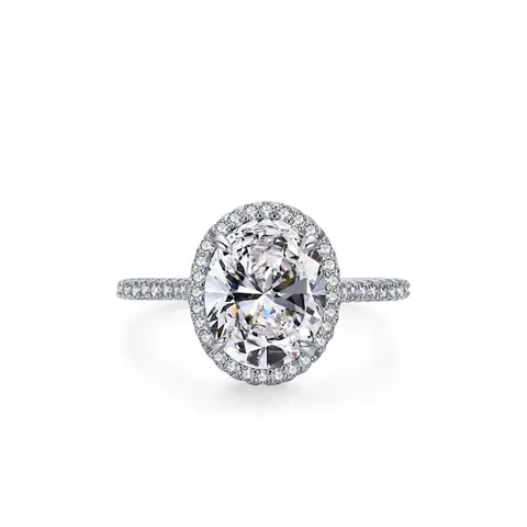 Luxury Oval Cut Zirconia Ring 925 Sterling Silver Halo Engagement Ring For Women Elegant Wedding Jewelry Anniversary Gift