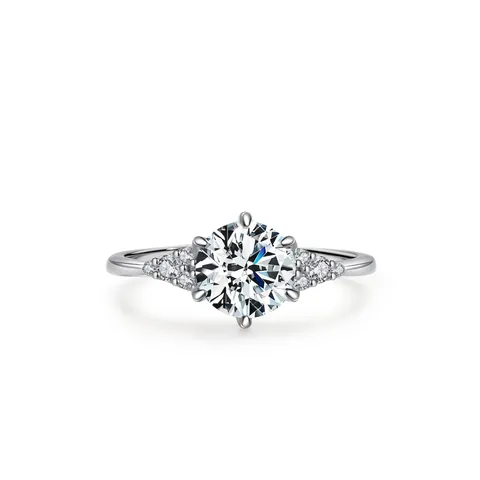 S925 Sterlingsilber Zirkonia Ring Ein Karat Sechs Krallen Rundschliff Solitär Fingerring Für Damen Luxus Minimalist Schmuck