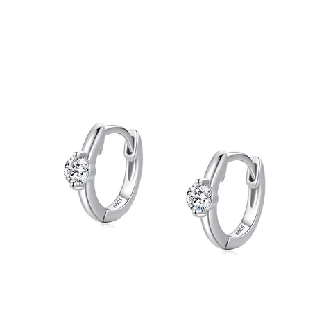 Eleganti Orecchini a Cerchio in Argento Sterling 925 Con Zirconia per Donna Orecchini Huggie Rotondi in Zirconia Cubica Gioielli