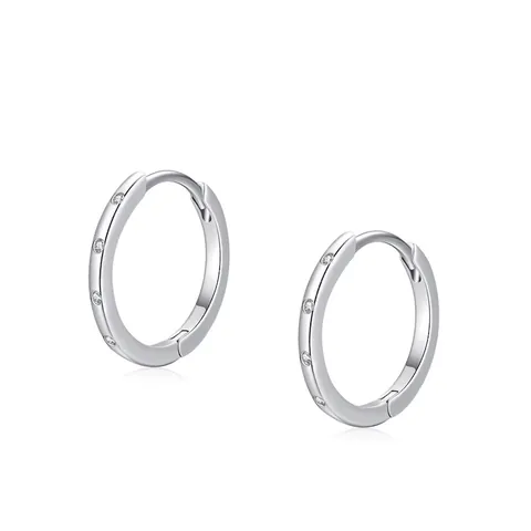 Orecchini a Cerchio in Argento Sterling 925 per Donna Orecchini Circolari Minimalisti con Strass Micro Pavé Gioielli alla Moda