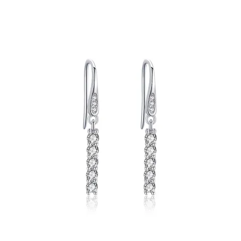 925 Sterling Silver Linear Drop Earrings For Women Elegant S925 Silver Zirconia Tassel Dangle Earrings Fashion Jewelry