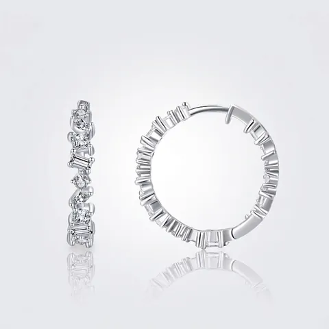 925 Sterling Silver Irregular Zirconia Hoop Earrings For Women Luxury Pave Inlaid Fashion Jewelry Geometric Earring Post Gift