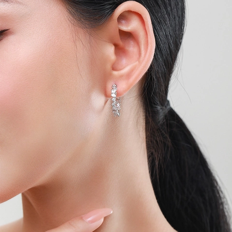 925 Sterling Silver Irregular Zirconia Hoop Earrings For Women Luxury Pave Inlaid Fashion Jewelry Geometric Earring Post Gift