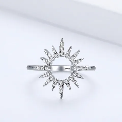 S925 Sterling Zilveren Zonnebloem Ring Voor Vrouwen Prachtige Zirconia Ingelegde Sterrenstraal Ring Mode Sieraden