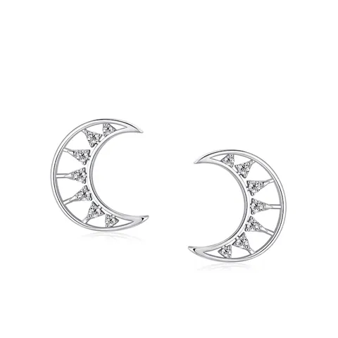 S925 Sterlingsilber Hohle Halbmond Ohrstecker Für Damen Zierliche Zirkonia Mikro-Pave Minimalistischer Schmuck Geschenk
