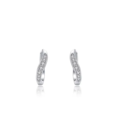 Orecchini a Bottone a Onda Geometrica in Argento Sterling S925 per Donna Orecchini a Cerchio con Strass Minimalisti Regalo Gioielli di Moda