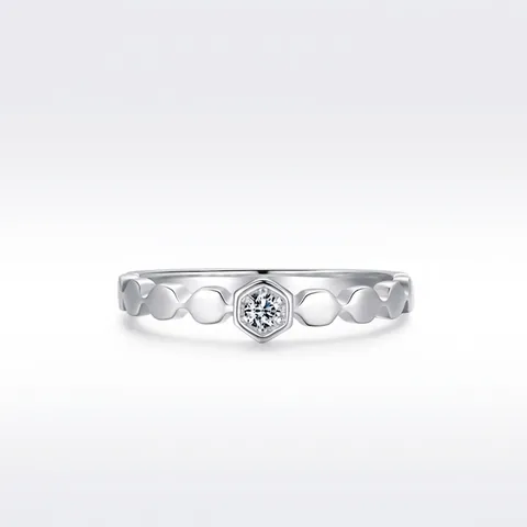 925 Sterlingsilber Waben Sechseck Ring Für Damen Minimalistisch Mikro Pavee Zirkonia Geometrischer Bandring Mode Luxus Schmuck Geschenk