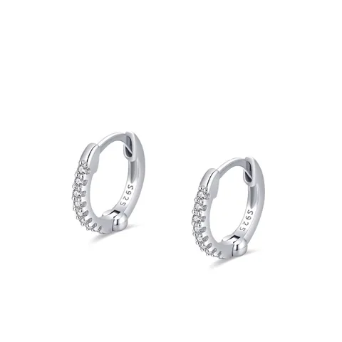 Boucles d'Oreilles Créoles Simples en Argent Sterling 925 Avec Strass pour Femmes Boucles d'Oreilles Huggie Géométriques Minimalistes