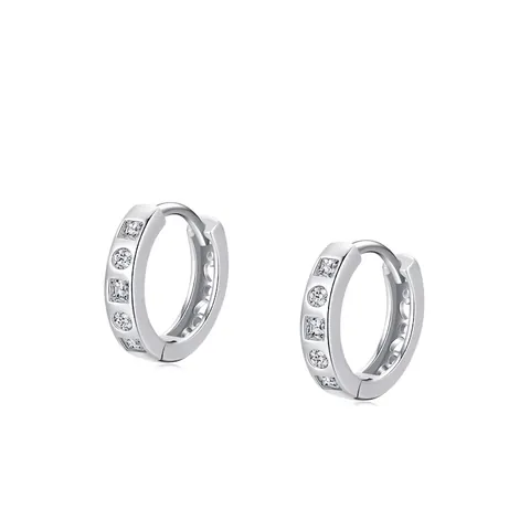Orecchini a Cerchio in Argento Sterling S925 Con Micro Pavé di Zirconi per Donna Gioielli Geometrici Huggie Regalo Festa
