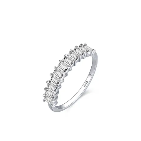 925 Sterling Silver Baguette Cut Zirconia Ring Minimalist Stackable Band Fashion Jewelry For Women Party Wedding Gift
