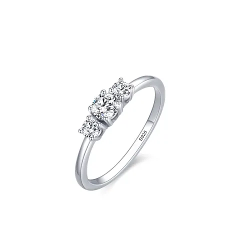 925 Sterlingsilber Drei Steine Zirkonia Ring Elegant Modisch Rundschliff Verlobung Hochzeit Band Ring Für Damen Schmuck