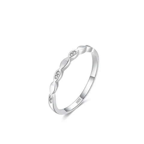 Anillo Geométrico Minimalista de Plata de Ley 925 para Mujer Fino Anello con Incrustaciones de Circonia Joyería Regalo