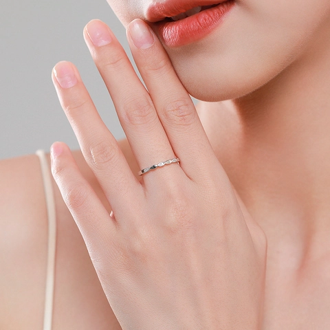 Anillo Geométrico Minimalista de Plata de Ley 925 para Mujer Fino Anello con Incrustaciones de Circonia Joyería Regalo