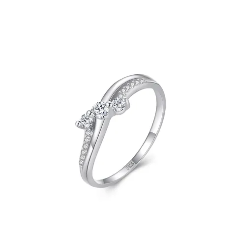 S925 Sterling Silver Cubic Zirconia Ring Classic Elegant Micro Pave Cross Curved Line Fashion Jewelry Finger Ring For Women