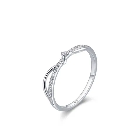 S925 Sterlingsilber Geometrisches Kreuz Offener Ring Für Damen Minimalistisch Mikro Eingelegter Zirkonia Eleganter Fingerring Mode Schmuck Geschenk