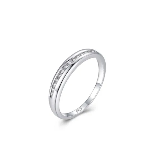 Anello in Argento Sterling 925 Con Zirconia per Donna Minimalista Geometrico Incastonatura Pavé Moda Gioielli da Dito
