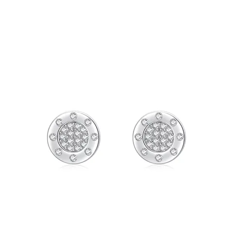 Orecchini a Bottone Rotondi in Argento Sterling 925 Micro Pave Zirconia Per Donna Minimalista Gioielli di Moda