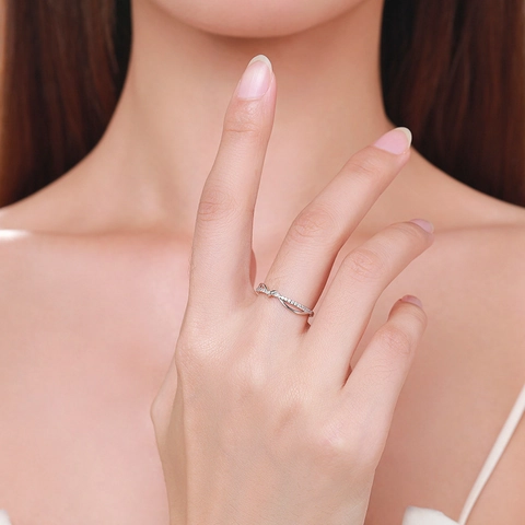 S925 Sterlingsilber Geometrisches Kreuz Offener Ring Für Damen Minimalistisch Mikro Eingelegter Zirkonia Eleganter Fingerring Mode Schmuck Geschenk