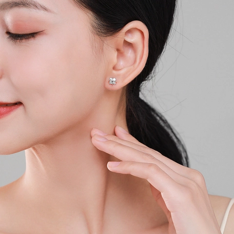 Minimalist 925 Sterling Silver Cross Stud Earrings For Women Simple Zirconia Geometric Inlaid Earrings Jewelry Daily Gift