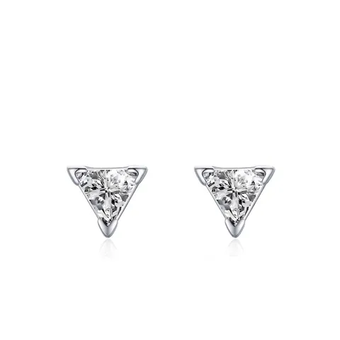 Orecchini a Bottone a Triangolo in Argento Sterling 925 per Donna con Zirconia Intarsiata Gioielli Geometrici da Pendolare
