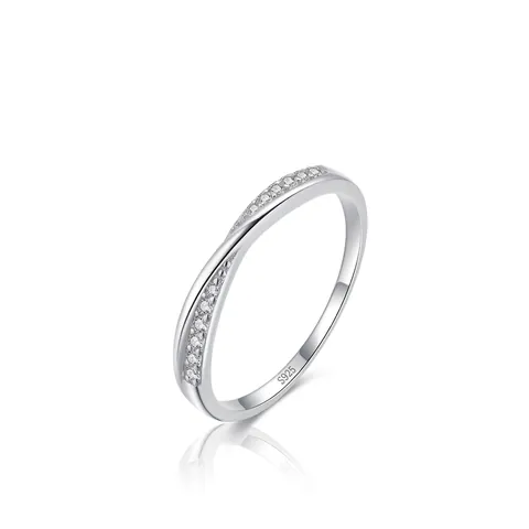 Anello Intrecciato in Argento Sterling S925 per Donna Micro Strass Moda Impilabile Gioielli Minimalisti Anello Regalo